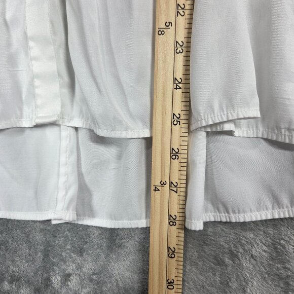 Tuckernuck Shirt Womens Small White Button Front Peplum Hi Lo Hem Tunic Preppy - Picture 7 of 7
